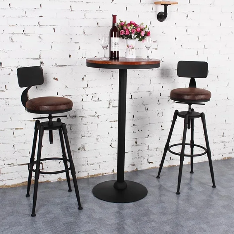 

Bar Counter Chair Wrought Iron Rotating Lift Chair High Stool Backrest Modern And Simple Household Use Furniture