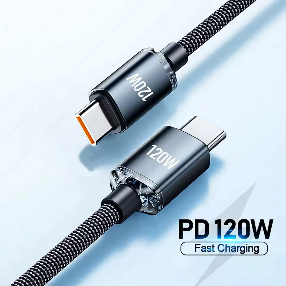 

120W PD Type C to C Fast Charging Cable For iPhone 15 16 17 Pro Max Samsung S24 Xiaomi Huawei Realme iPad Data Cord