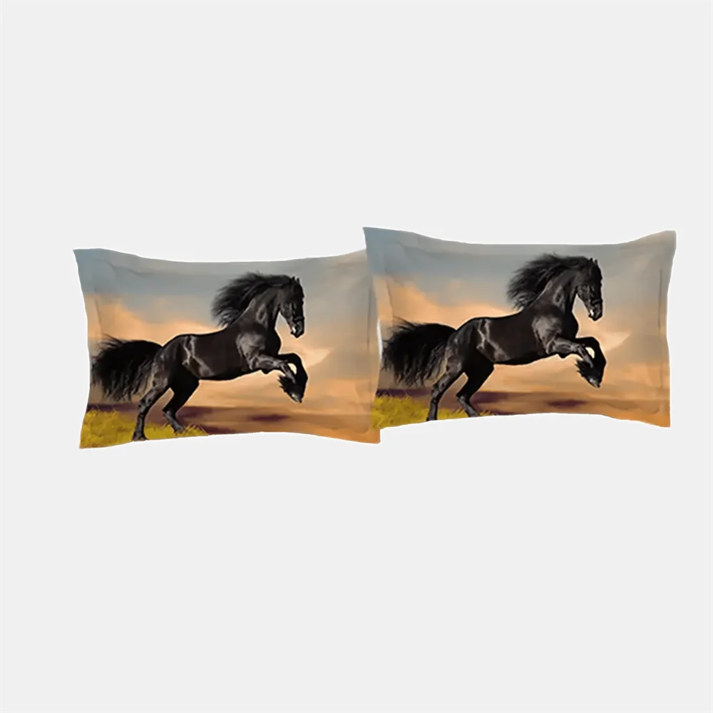 3pcs Duvet Cover Set, 3D Grassland Running Horse Digital Print Bedding Set, Soft Comfortable Duvet Cover Without Core