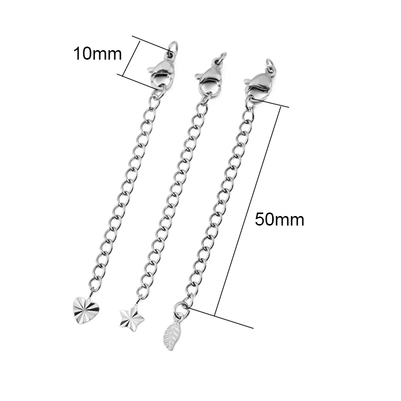 10pcs Stainless Steel Extension Chain With Lobster Clasps PVD Never Fade Extender Tail Extended Chains Necklace Jewelry Making image 2