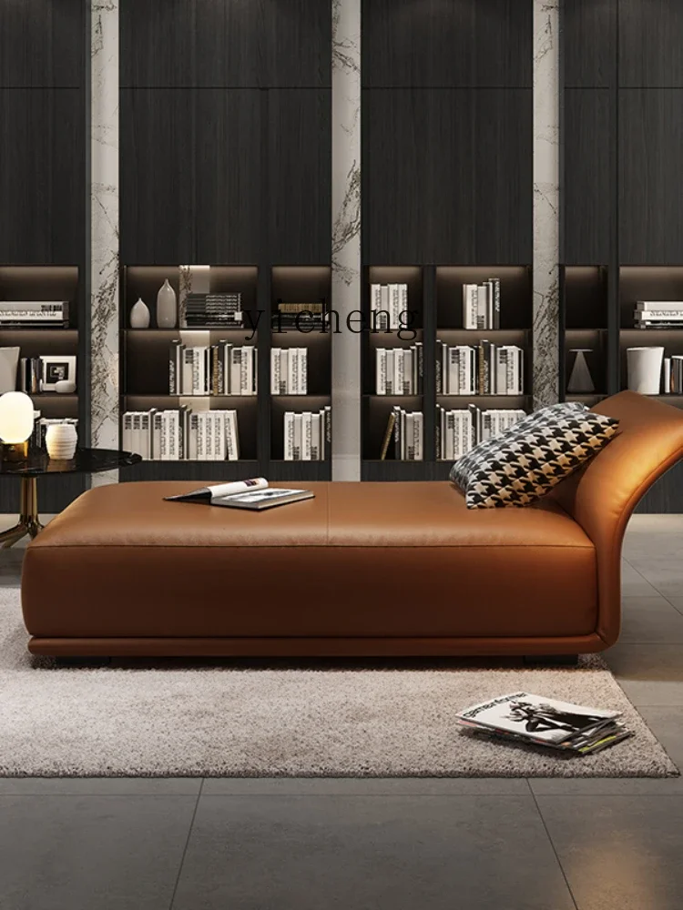 Genuine Leather Beauty Sofa Chaise Longue Side Bed Bed End Stool Lazy Sofa Bed