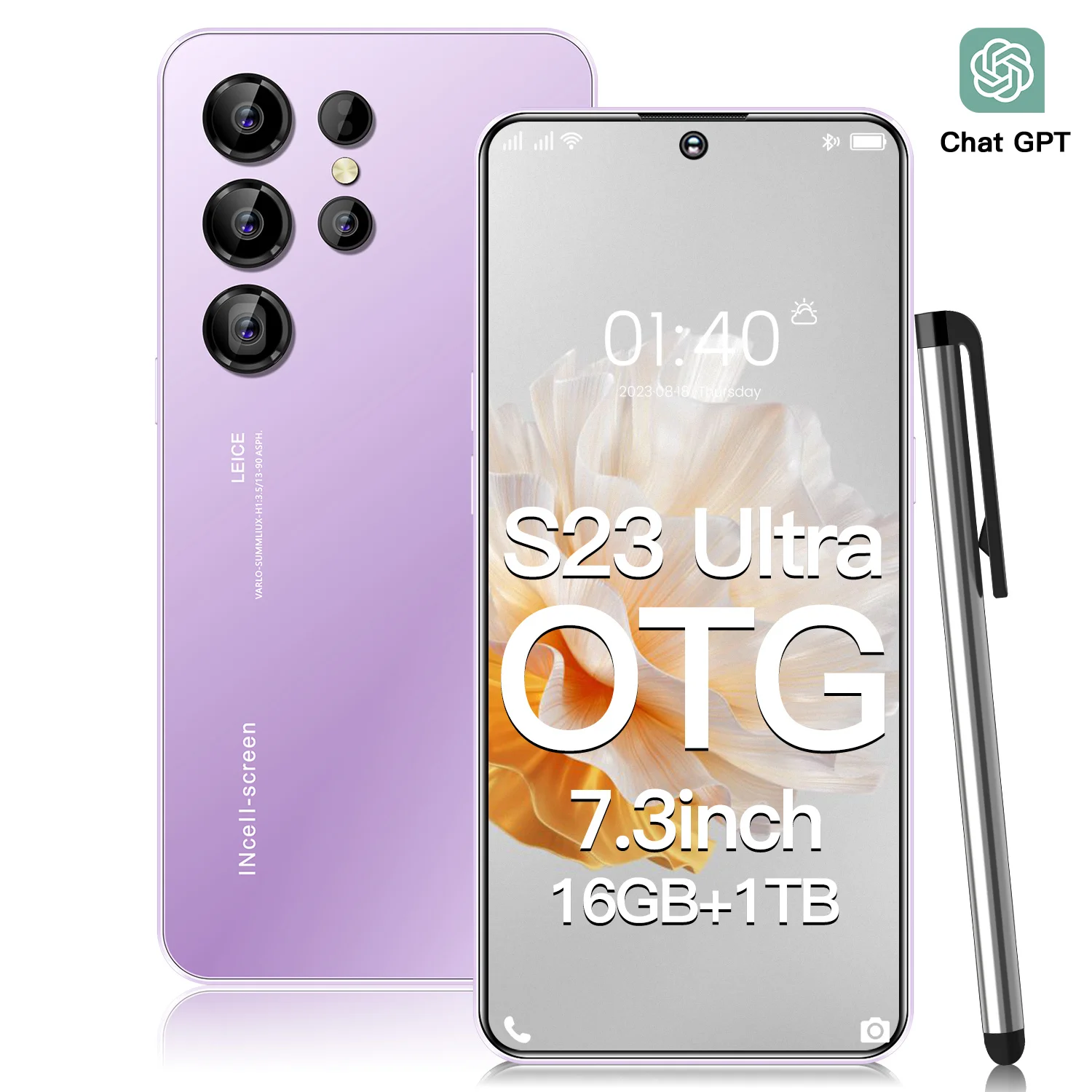 Global Version S23 Ultra  5G Smartphone 7.3 Inch 16GB RAM+1024GB ROM Snapdragon8gen2,108MP Camera 7800Mah Battery Android Phone