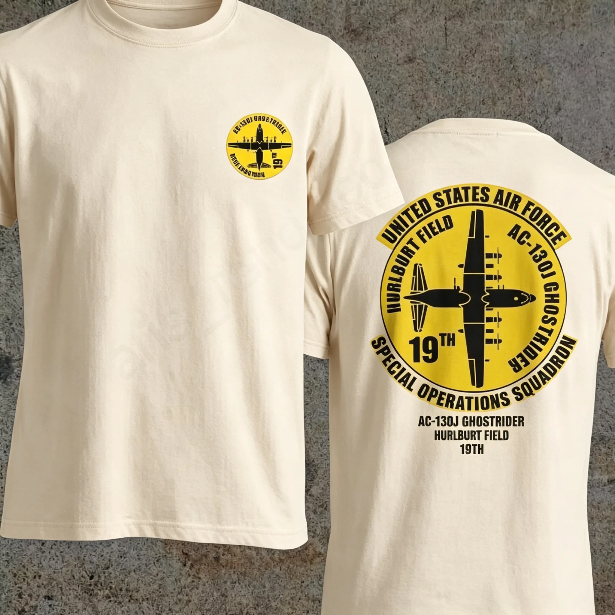 2026 New Tactical Family Matching Unisex Oversized T Shirt Vintage Cargo Aircraft Round Badge Print Streetwear Tee