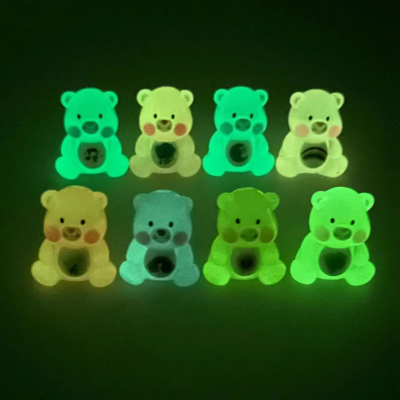 

One Set/8pcs New Cute DIY Mini Bear Charms Solid Color Luminous DIY Materials Table Home Decorations Art Car Accessories Z2125