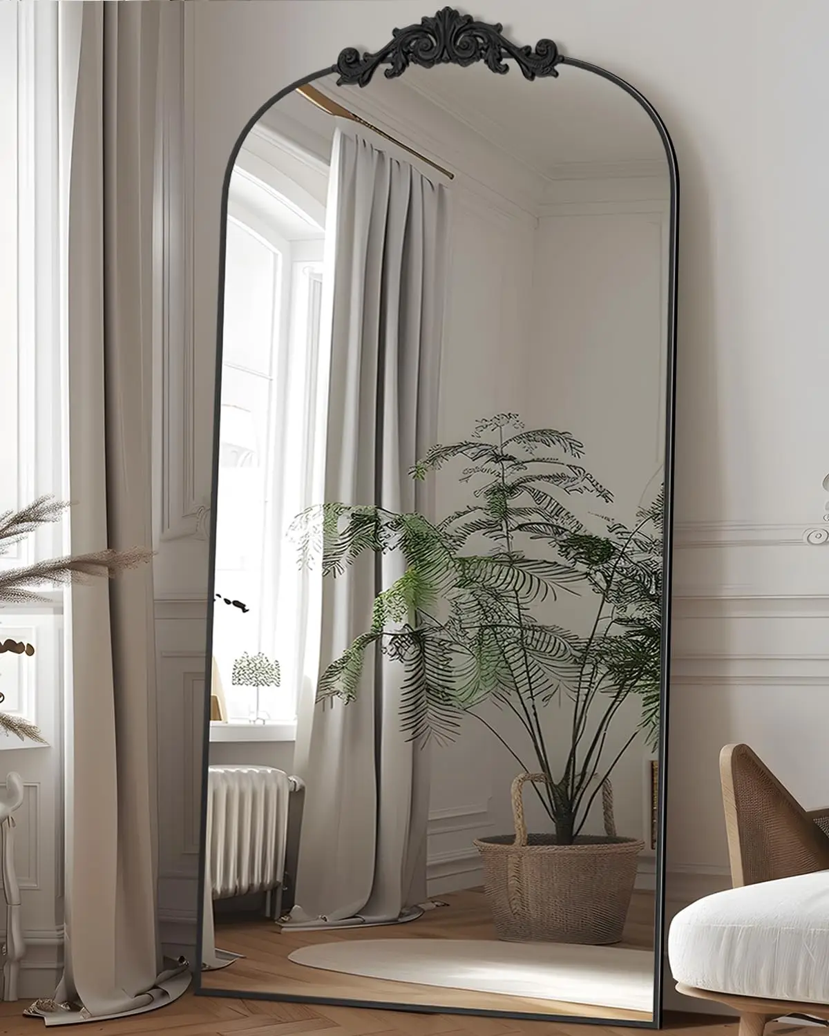 Antok Espejo de longitud completa, espejo de piso de 71 "x 28" con pasillo de pie tallado para dormitorio, sala de estar, guardarropa,