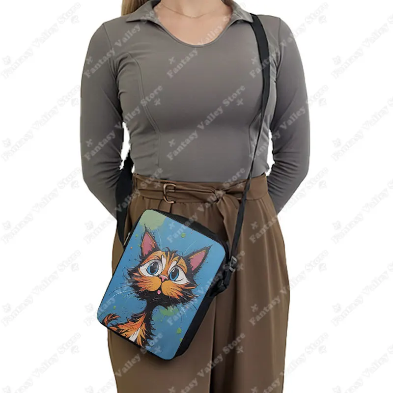 Acrylic Painting Cute Animal Print Women Handbag Penguin Cat Dog Frog Monkey Crossbody Bag Phone Holder Storage Bag Gift