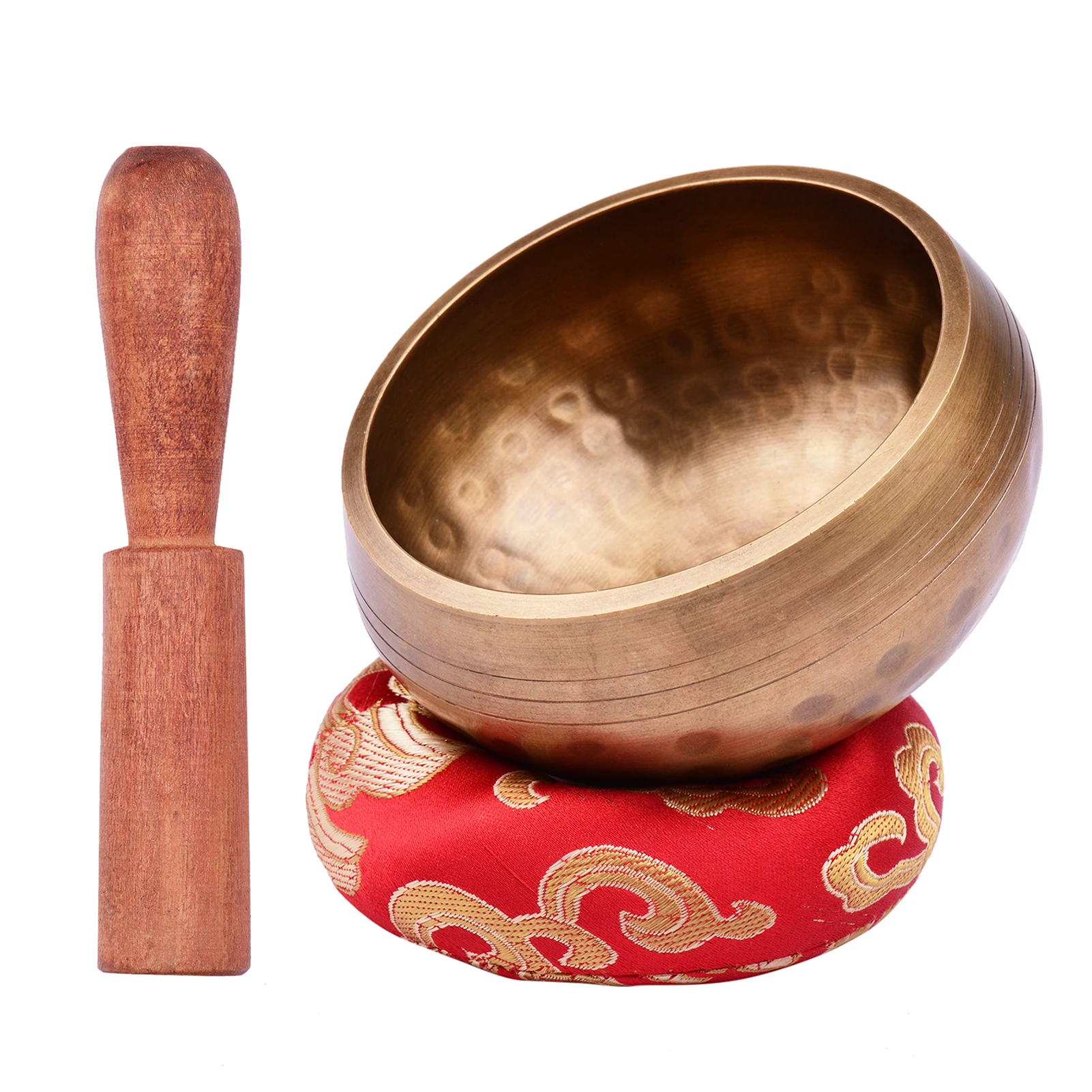 

Tibetan Singing Bowl Set with 8cm/3inch Handmade Metal Sound Bowl & Soft Cushion & Wooden Striker for Meditation Sound Chakra He