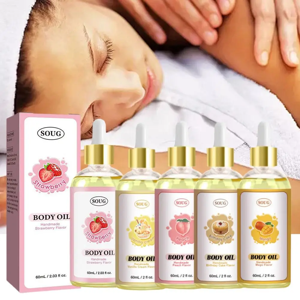 Body Massage Oil Dark Spots Remover Moisturizing Smoothing Body Juice Massage Fragrance Scented Natural Strawberry Oil Oil C0A4