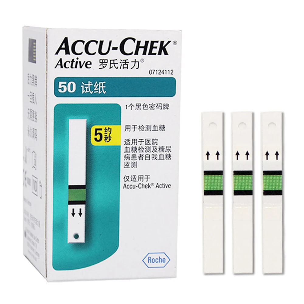 ACCU Chek Monitor de Diabetes activo, papel de prueba de glucosa en sangre, lanceta, glucómetro, Detector de glucosa en sangre, Kit de prueba