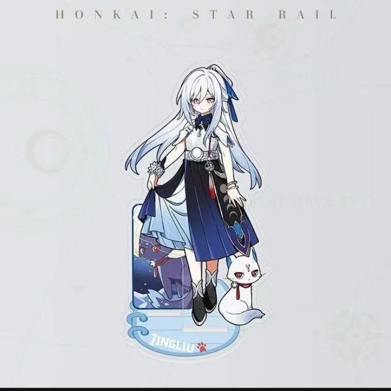 هونكاي: ستار السكك الحديدية لعبة الأطفال والقطط الاكريليك الشكل حامل نموذج فو شوان جينغليو هوهو أرجينتي زخارف مكتب الدائمة علامة هدية