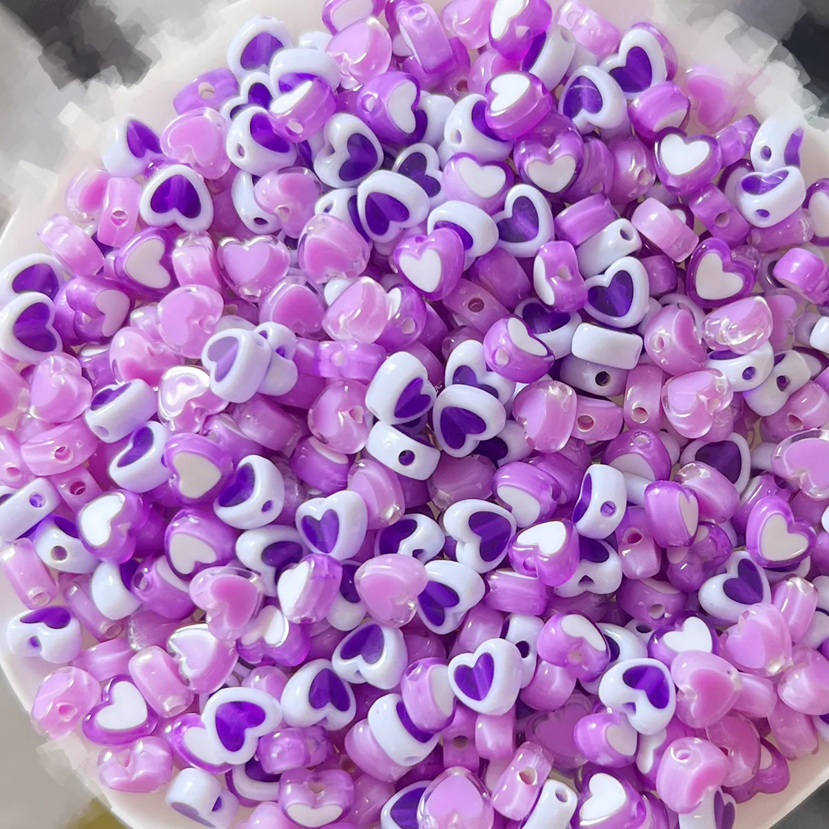 8 mm, 188 Stück, 8 Farben, lila und gemischte pfirsichfarbene Herzperlen für die Herstellung von DIY-Handarbeiten, Kleinunternehmensbedarf – Detail 2