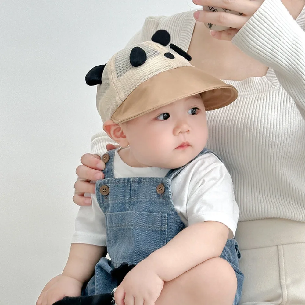 

Cute Cartoon Panda Sun Hat Mesh Breathable Sunshade Visors Large Brim Sun Protection Kids Baseball Cap