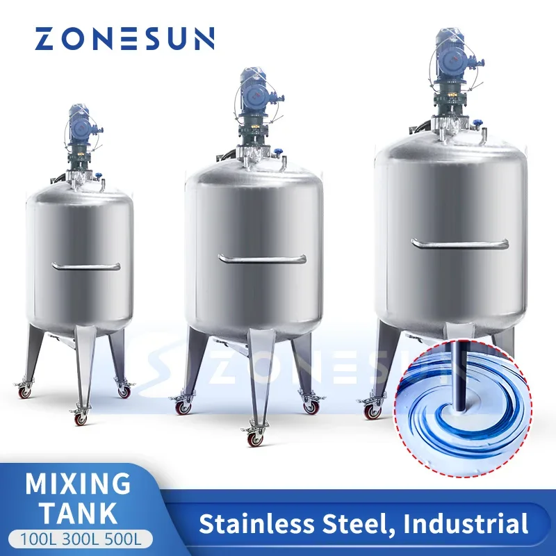 ZONESUN 100L 200L 300L 500L Sanitary Stainless Steel Vertical Cosmetic Liquid Chemical Mixing Equipment Tank ZS-MB100L