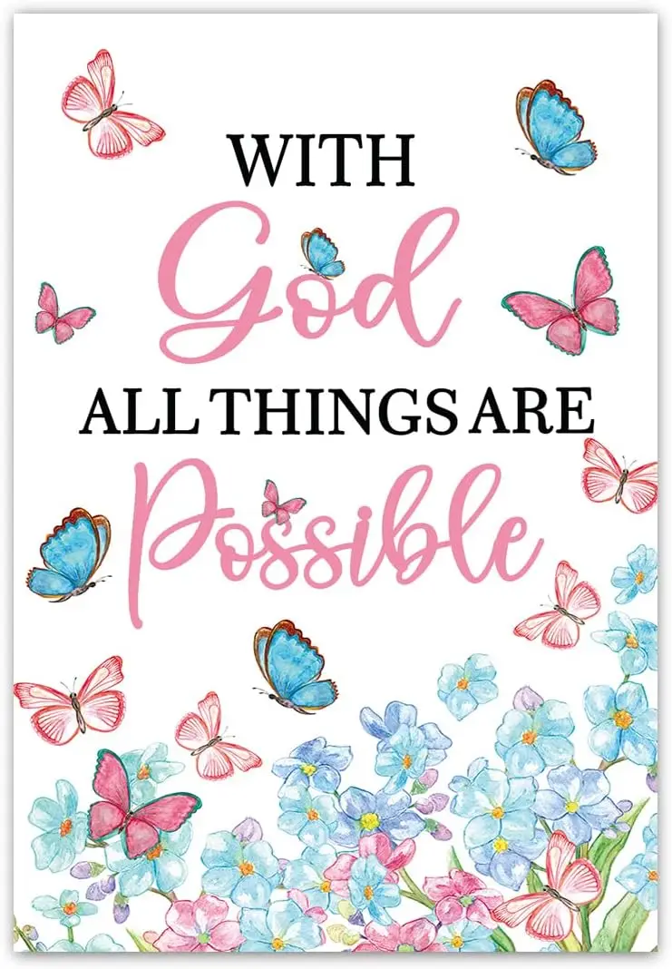 Flowers With God All Things Are Possible Garden Flag, Flowers Buttlefly Sign God Bless American Christian Home Decor, Religious