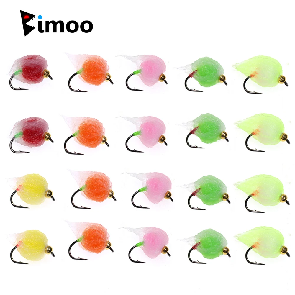 8/12 unidades de Moscas Húmedas Glo Bug con Cabeza de Perla y Huevos de Salmón, de Hundimiento Rápido, para Pesca de Trucha y Steelhead, Señuelo Artificial