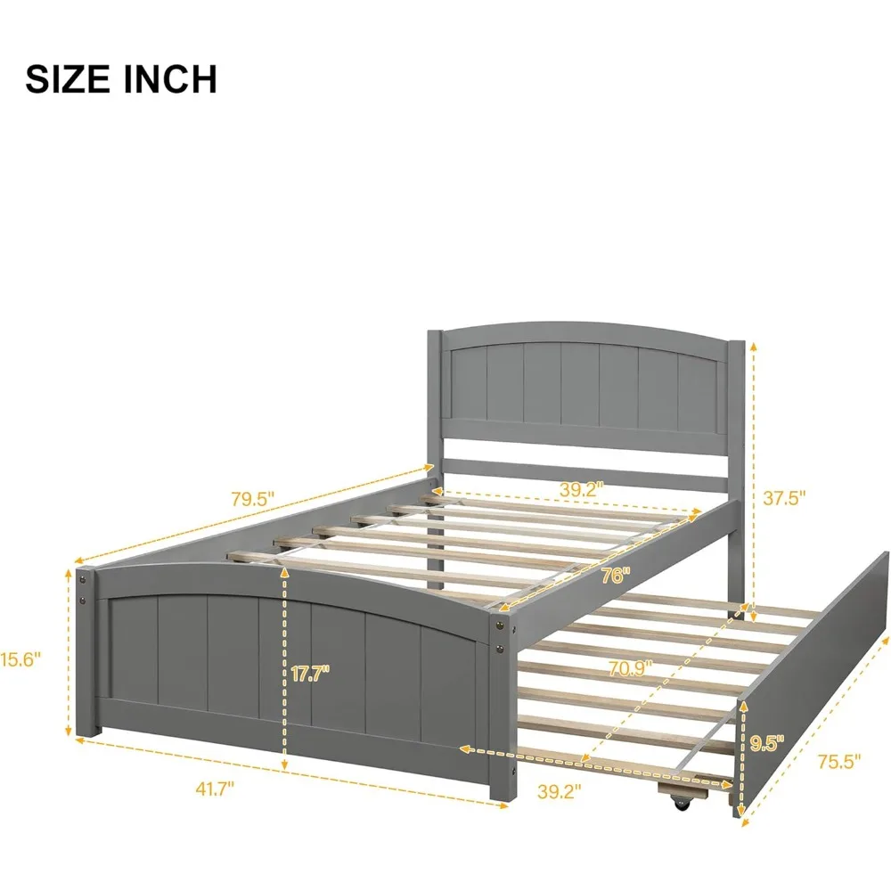 سرير بمنصة مزدوج الحجم بتصميمات Harper & Bright مع دولاب، وإطار سرير مزدوج من الخشب الصلب مع لوح رأسي، وسرير قابل للسحب مع #2