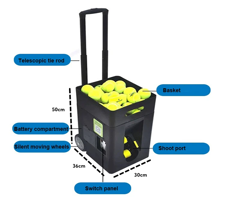 

Practice Tennis Padel Ball Machine Multi-Rotation Multi-Drop Automatic Tennis Launch Machine Trainer