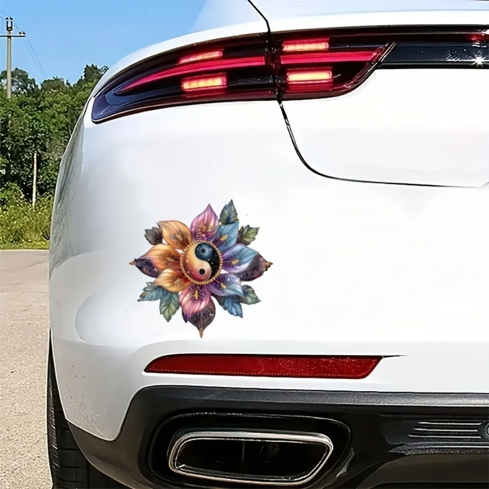 Yin Yang Mandala Floral Premium Vinyl Stickers / Motorcycle/ Water Cup Enhanced Smooth Scratc Cool Car Laptop Window view 4