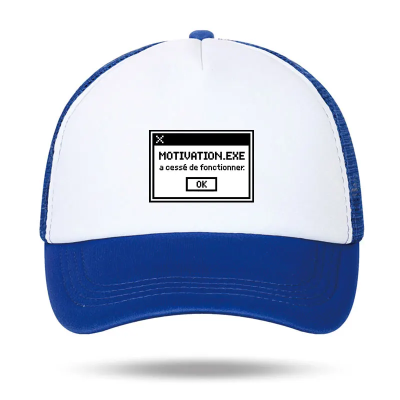 Motivation.exe Funny Error Message Foam Trucker Cap Retro Computer Geek Style Mesh Hat Unisex Summer Baseball Cap Snapback Gorra