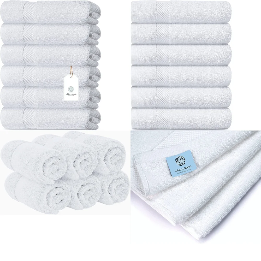 

towelLuxury White Hand Towels 6 Pack Soft Cotton Highly Absorbent Bathroom Towels for Hotel Home Spa 16x30 Fast Drying Towels