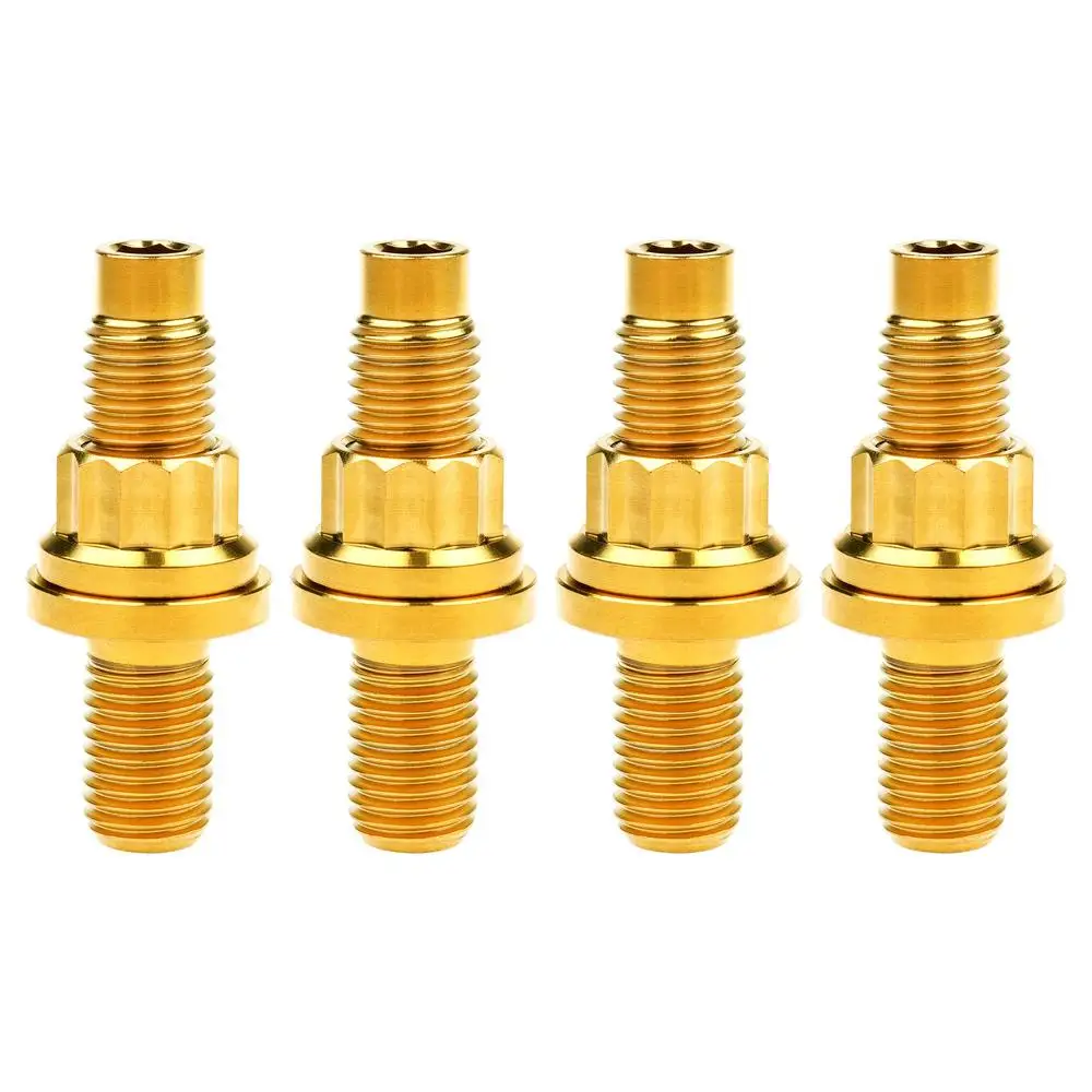 Titanium M10x45 54 55 65mm Stud Kit Flange Nuts Washers Screws Set Automotive Exhaust Manifold Bolt Pitch 1.25 Gold 4pcs/Sets