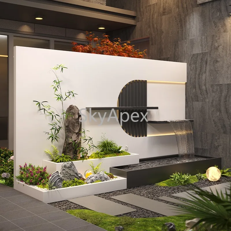 Tela de cortina de água de pátio de aço inoxidável-lago de peixes de metal combinado moderno durável à prova de ferrugem para design de paisagem de jardim