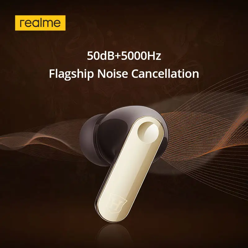 سماعات realme Buds T500 Pro إصدار تعاوني TWS علبة شحن صغيرة جداً إلغاء ضوضاء 50dB+5000Hz بلوتوث 6.1 - 5