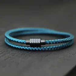 Noter Bracciale da uomo con corda da chiglia Chiusura magnetica in acciaio inossidabile Bracciale a catena con cordoncino a doppio strato Regalo per lui Bracciale Herren