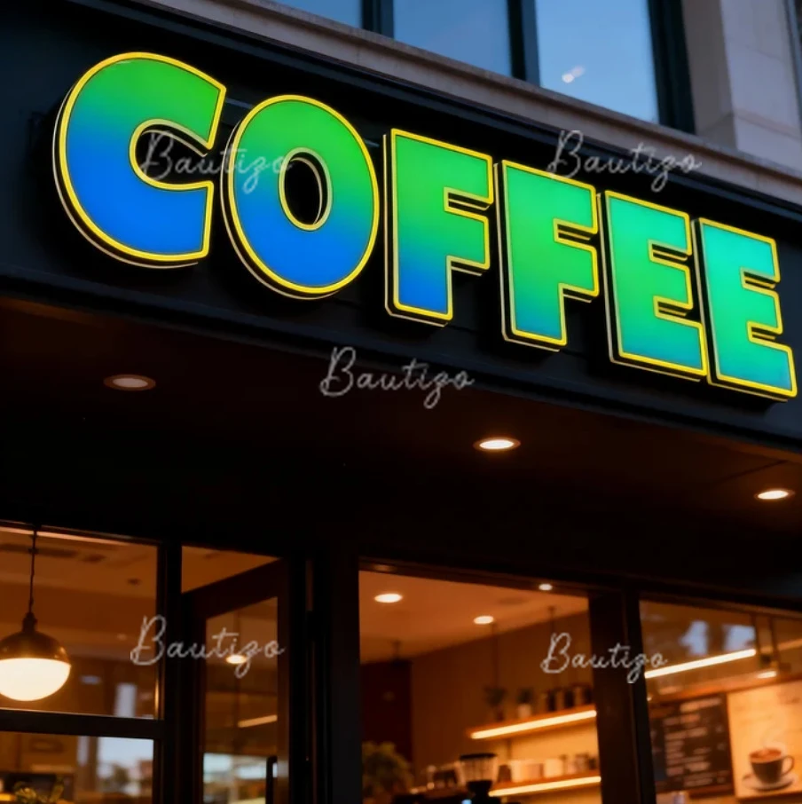 Coffee LED Sign Custom RGB Logo Programmable Channel Letters Personalized Shop Decor Storefront Outdoor Signage Advertising
