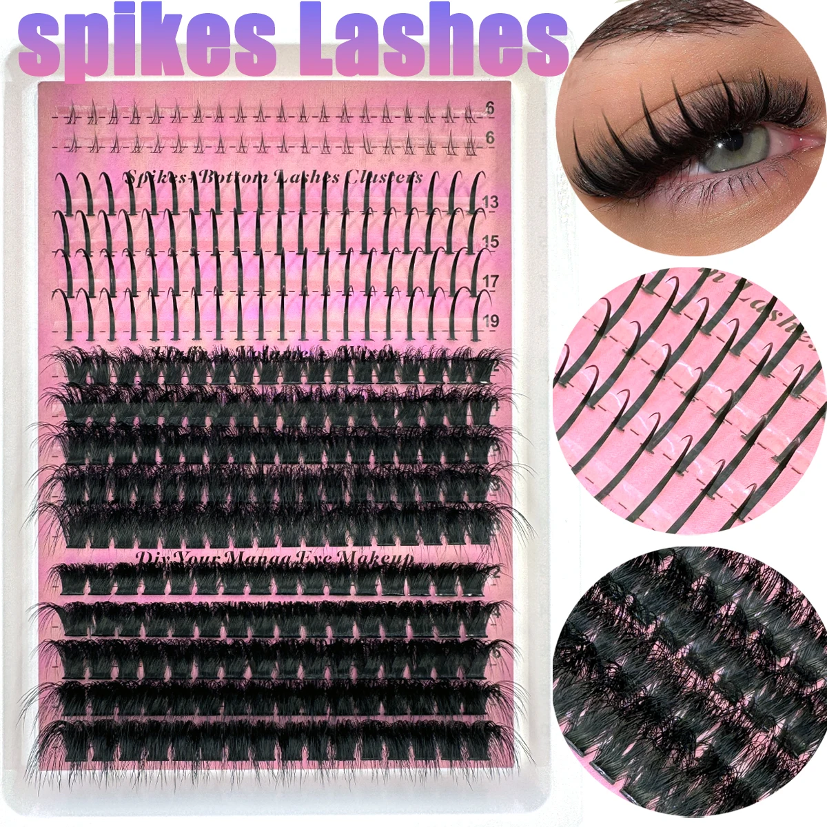 16 Reihen Volumen-Wimperncluster mit Spitzen, Einzelwimpern-Cluster-Verlängerungen, DIY Feen-/Manga-Wimperncluster
