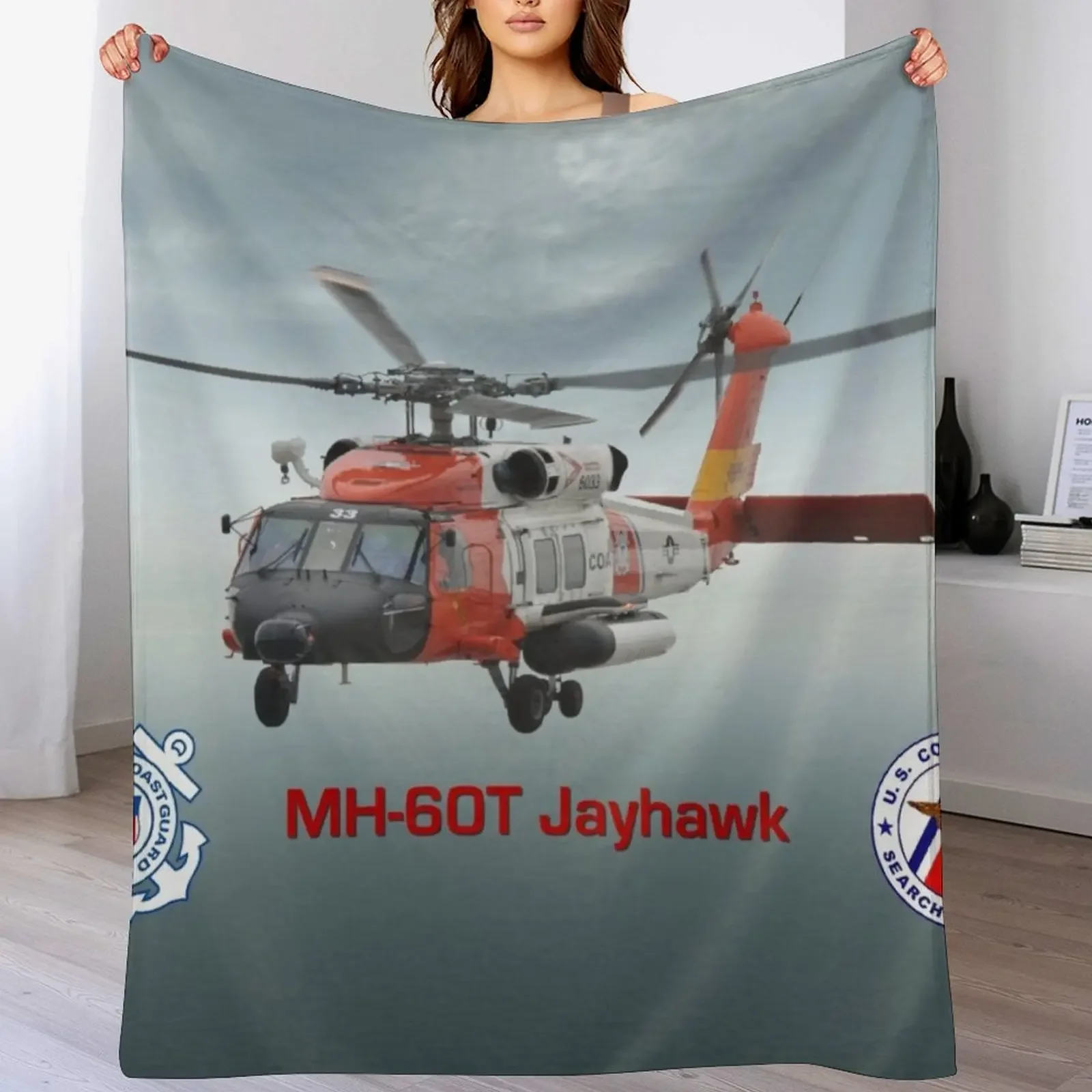 

MH-60 Jayhawk USCG SAR Throw Blanket Long Lasting Soft Plush Blanket for Daily Use