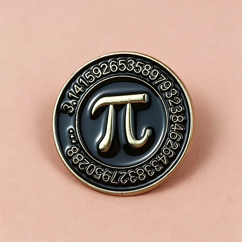 European and American Dark Mathematics Pi Letter Brooch Simple Mathematical Symbol Pattern Dripping Oil Badge Jewelry Accessory
