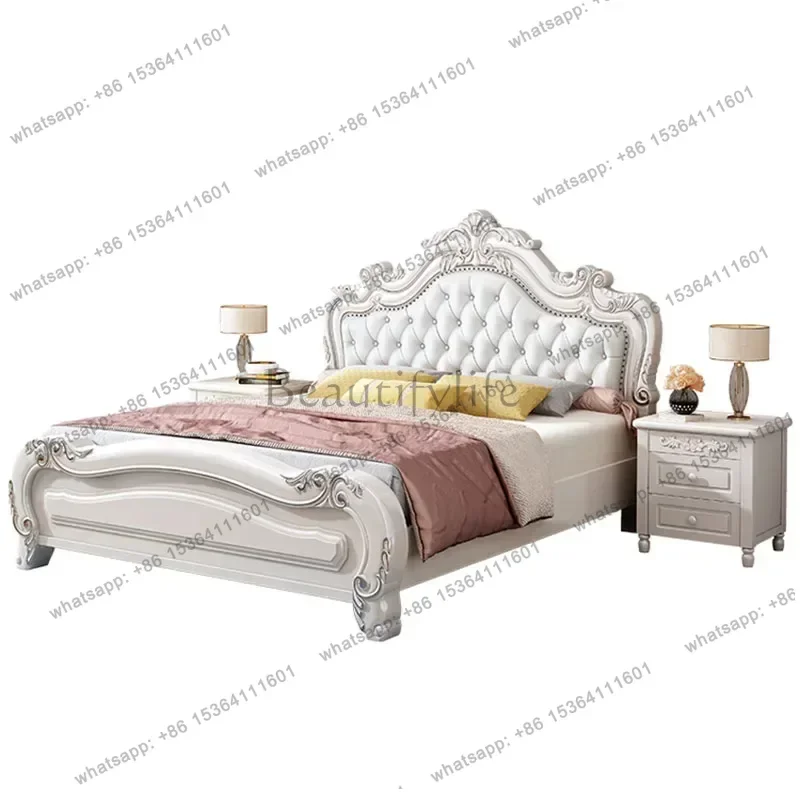 Master European Bed Designer Queen White Modern Aesthetic Twin Bed Frame King Size High End Cama