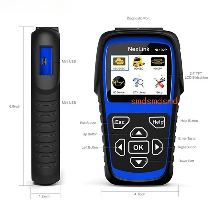 Nl102P Heavy Duty Truck Diagnostic Scanner Car Code Reader Dpf Oilreset