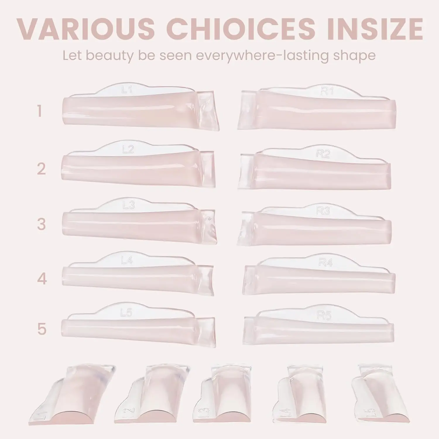 Libeauty 5 Pairs C Curl Silicone Perming Pad Lash Lift Pad Lifting 3D Eyelashes Eyelash Lift Extension Curler Applicator Tool