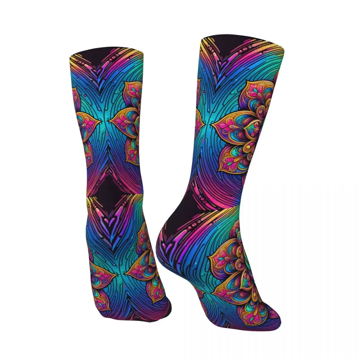 Mandala Pattern Sock Printed Man Polyester