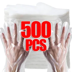 100-500pcs Disposable Gloves Catering Food Grade Plastic Glove Transparent Restaurant Supplies Fried Chicken Pizza Picnic Gloves