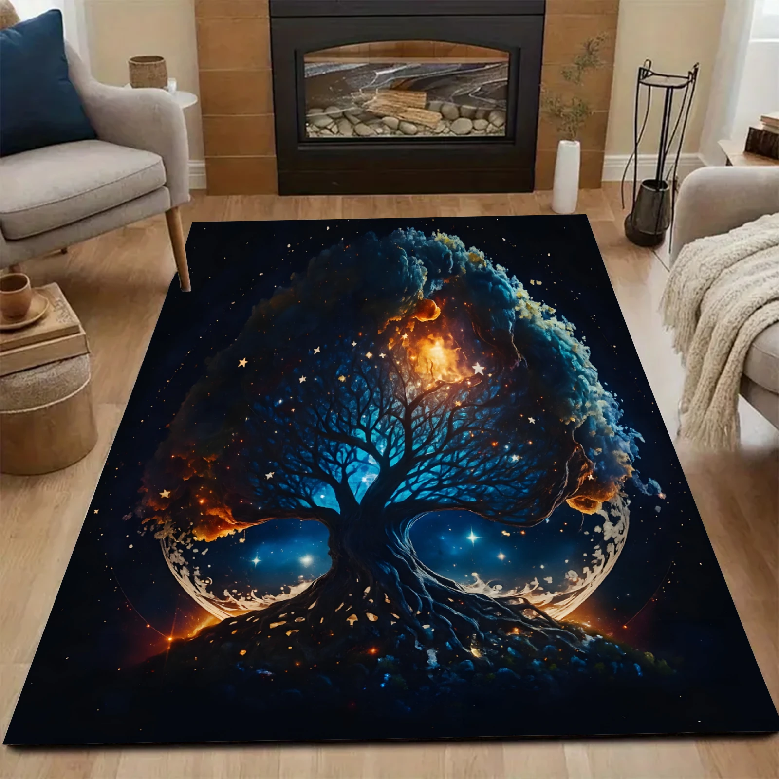 

Colorful Life of Tree Carpet Living Room Bedroom Decor Kid Non-slip Parlor Floor Mat Surface Comfortable Carpet Birthday Gift