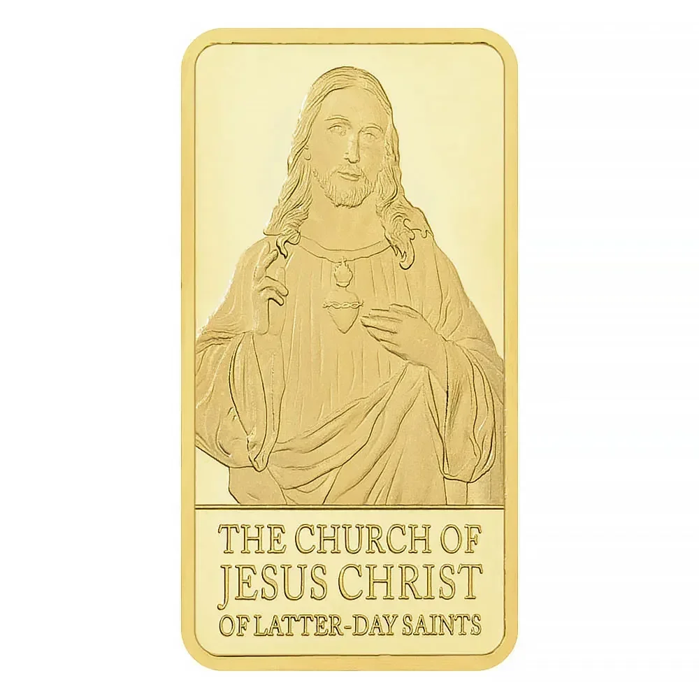

2025 Christmas gift Jesus gold plated Bar Station of The Cross Passion Souvenir Comemmorative ingot Bust of Jesus badge