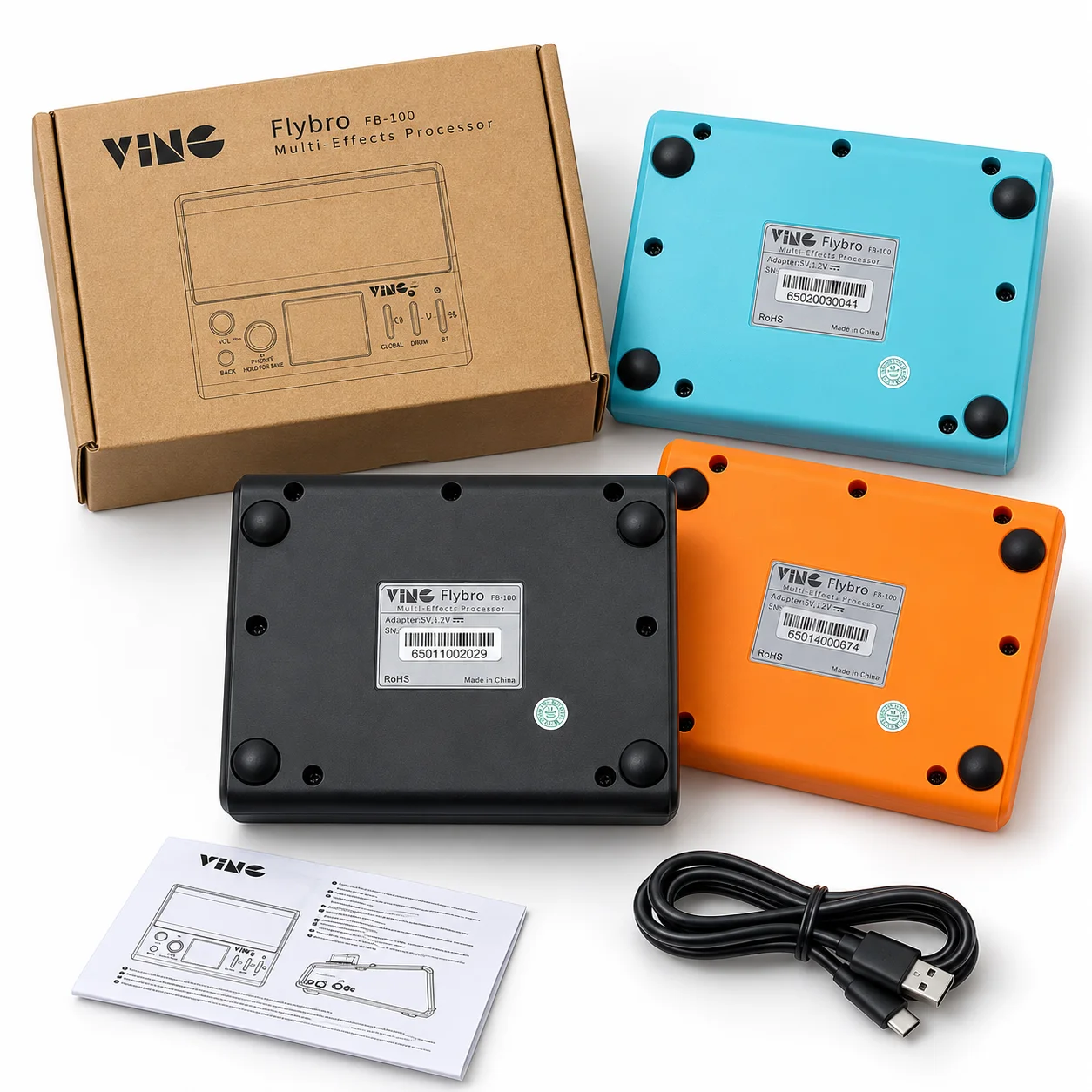 [Inc.Tax]Portable Guitar Multi Effects Processor with Built-in Speaker 74 Effects 20 IR Cabs Bluetooth USB Audio VING FB-100