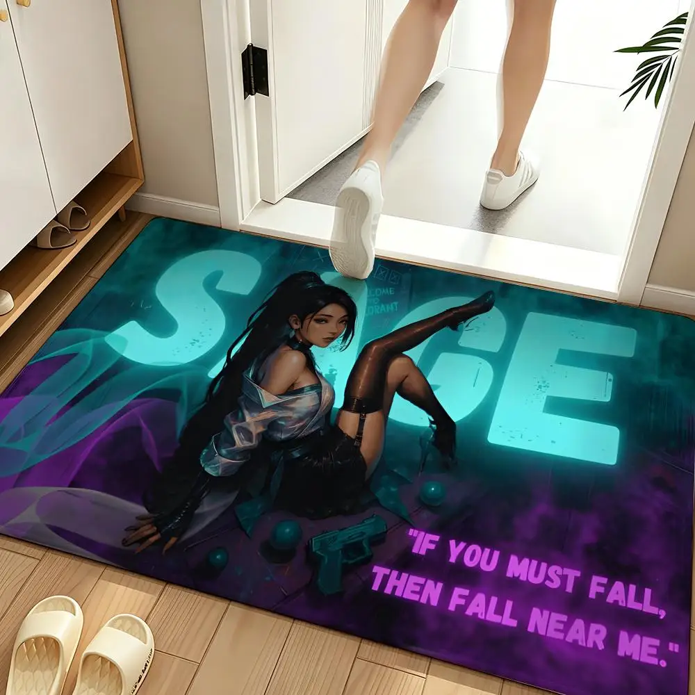 Game V-Valorant Floor Mat Soft Flannel Floor Mat  Suitable for Entryways, Living Rooms, Bedrooms, and Bathrooms