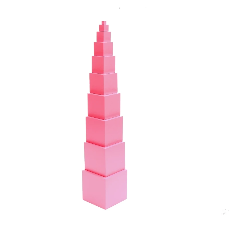 Beech Wood Montessori Pink Tower 1 10cm Solid Wood Sensorial Materials Early Learning Toys Children's Educational Game Girl Boy