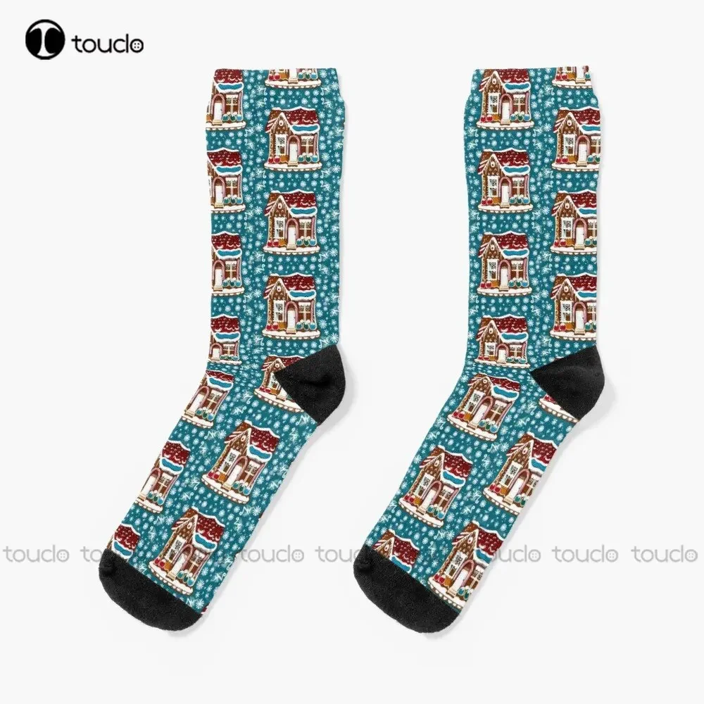 Gingerbreadhouse Gingerbread House Socks Men'S Socks Personalized Custom Unisex Adult Teen Youth Socks 360° Digital Print