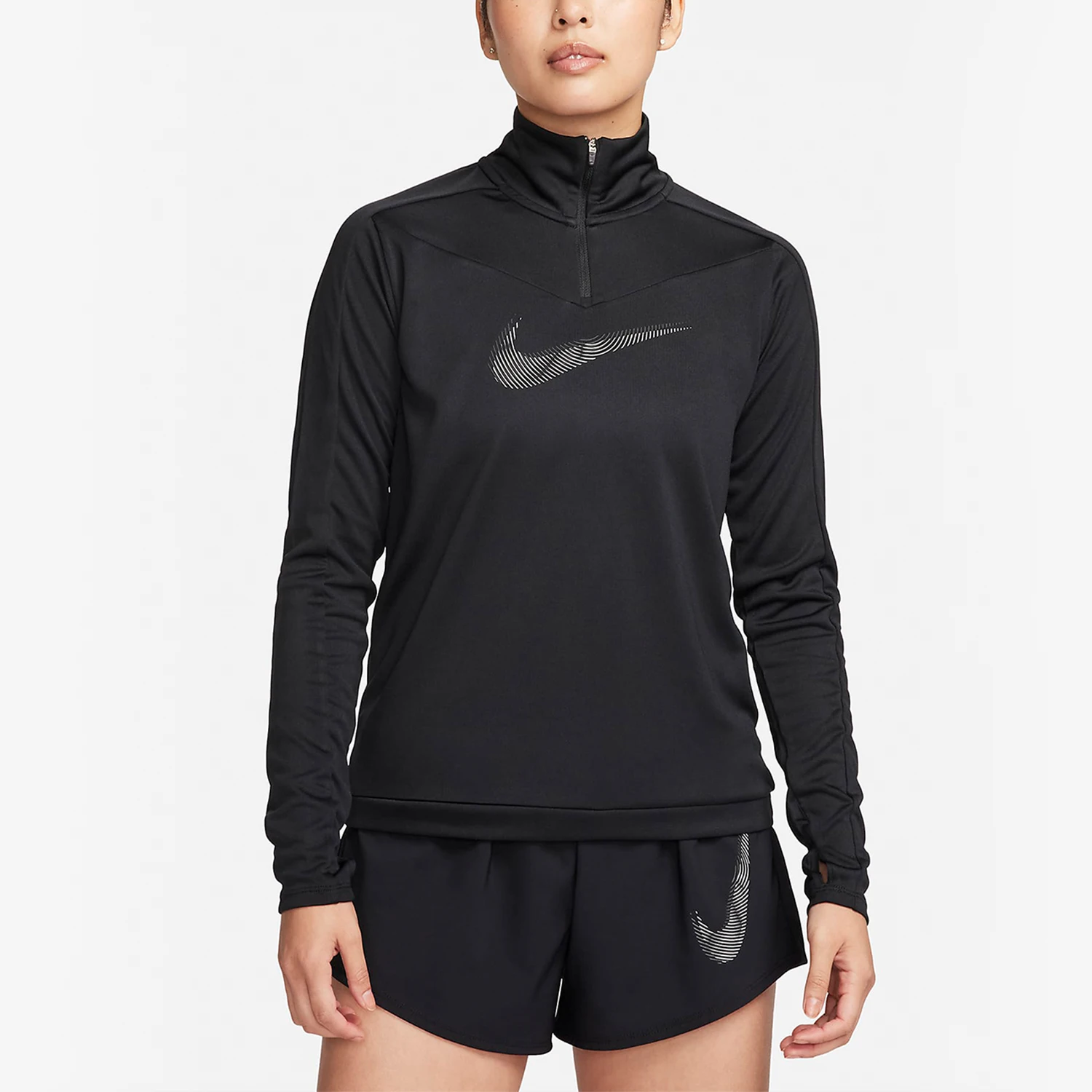Nike genuíno novo feminino corrida treinamento fitness manga longa camiseta FB4688-010