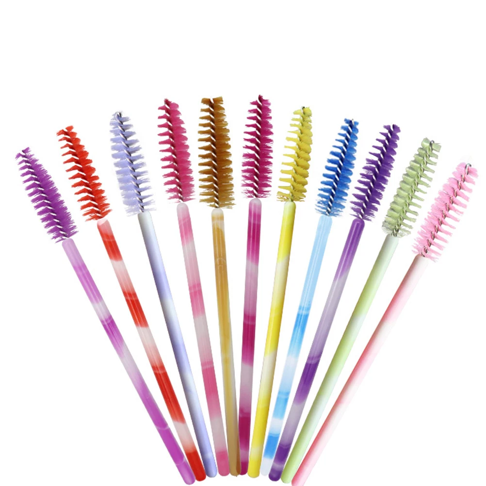 100 Stuks Nylon Wimperborstel Mascara Applicator Lash Scheiden Tool Make-Up Salon Wegwerp Draagbare Bruine Wimper Wands