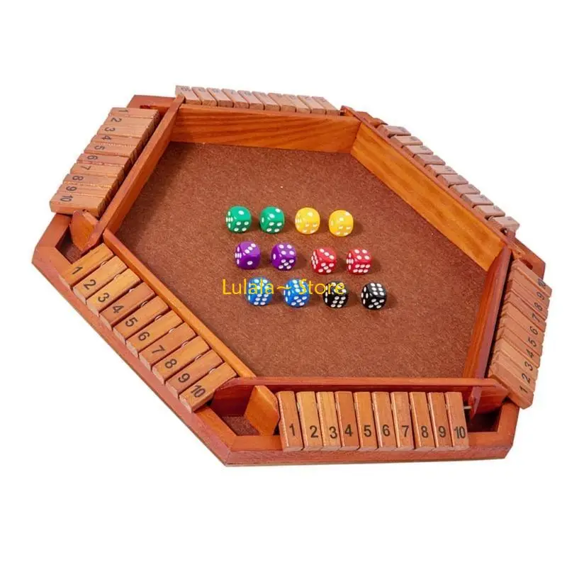 Y4QA Shut The Box Game For 6 Player Compact Design For Travel Entertainment