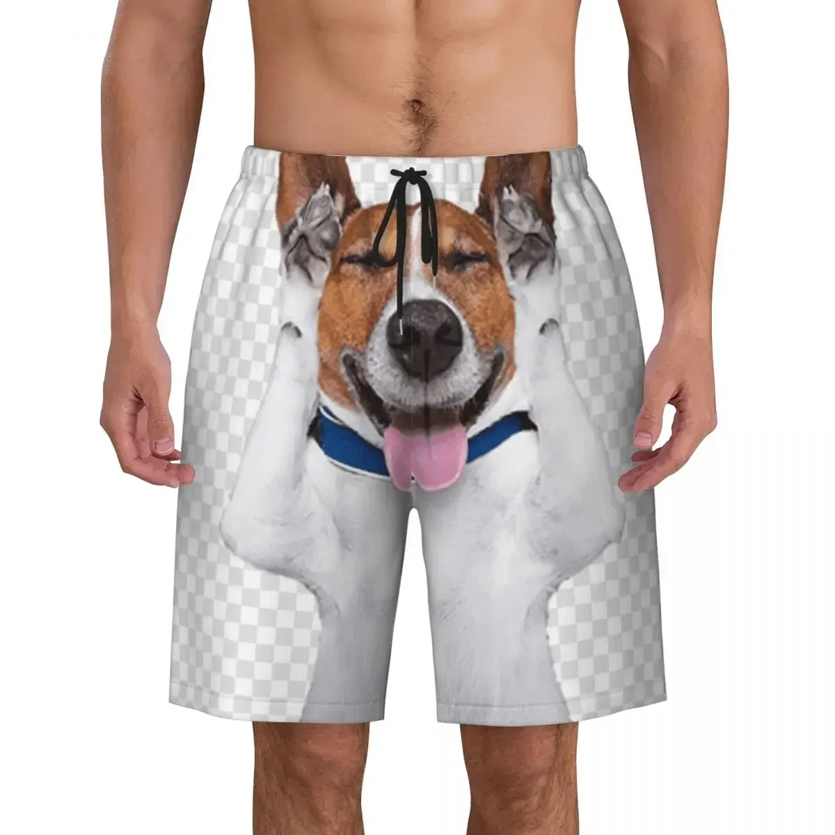 Funny Dog Jack Russell Terrier Board Shorts Men's Casual Beach Shorts Briefs Pet Quick Dry Swim Trunks