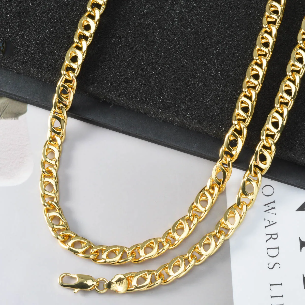 Luxury 24K 9999 Pure Gold real gold Men's Cuban Chain Geometric Men's Hip-Hop Necklace Bracelet Set