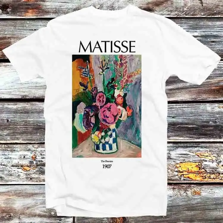 Henri Matisse The Peonies T Shirt Vintage Retro Cartoon Anime Top B1249