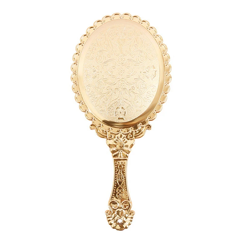 Miroir de maquillage vintage portable en or rose, outil de beauté naret rond, noble restauration des voies des Prairies